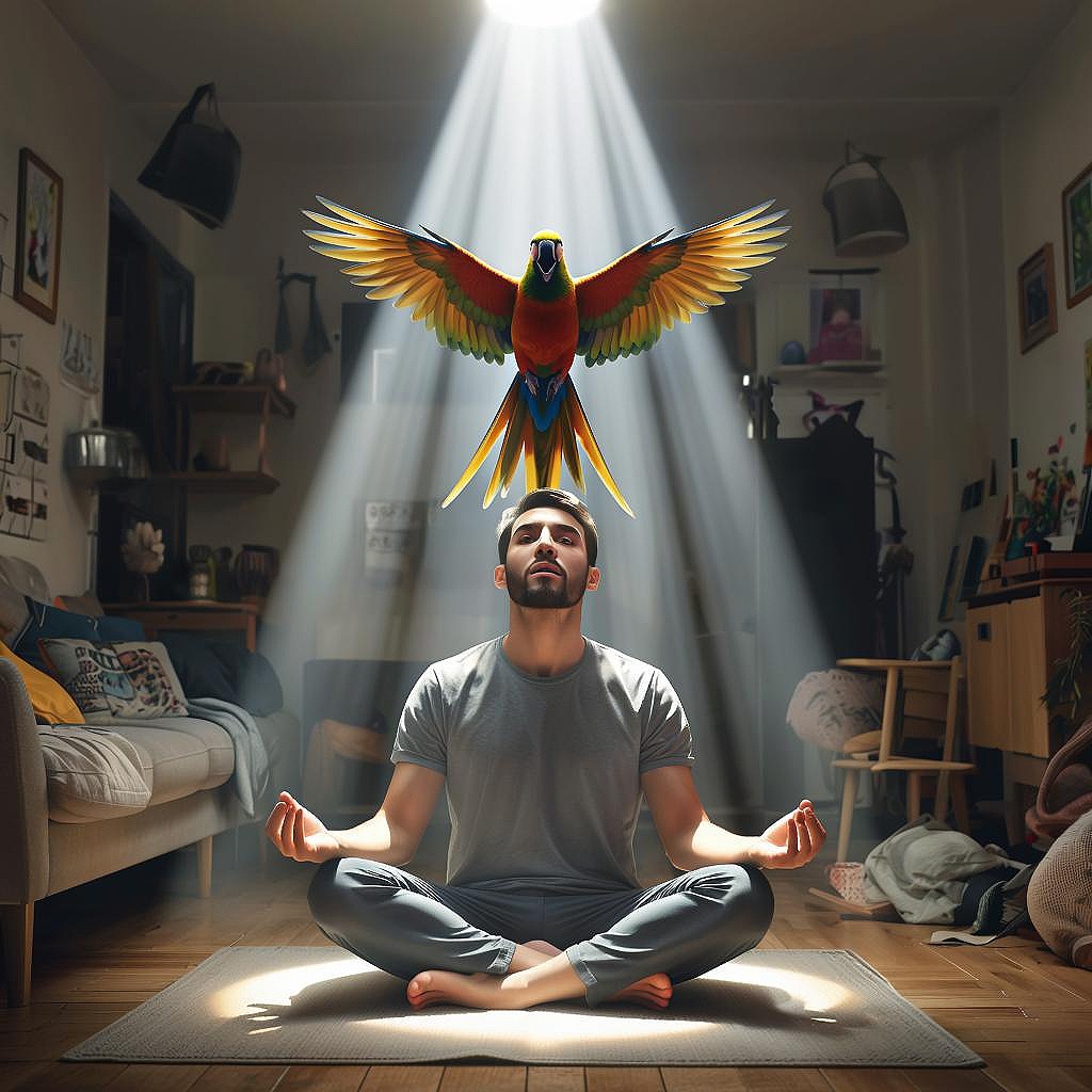 Медитация и попугай.
