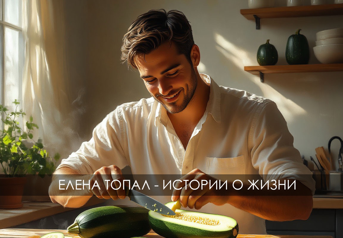 Рассказ - Война и Мир по-тещиному. История одного кабачка. Картинка ИИ.