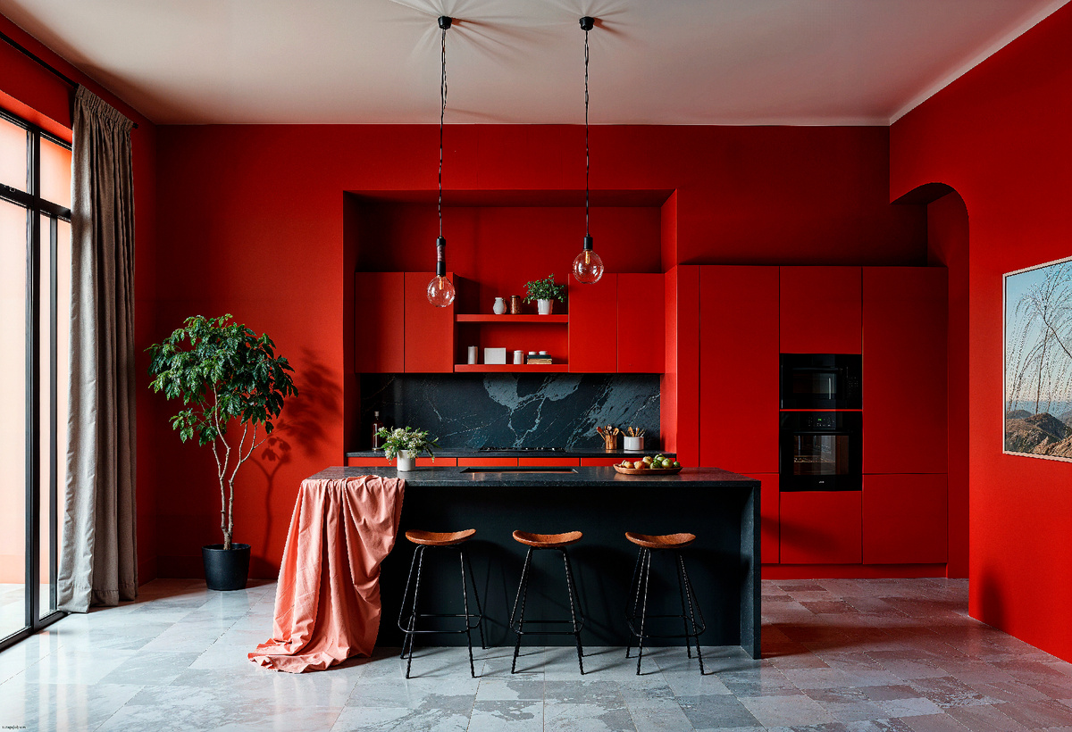 Красный цвет в интерьере