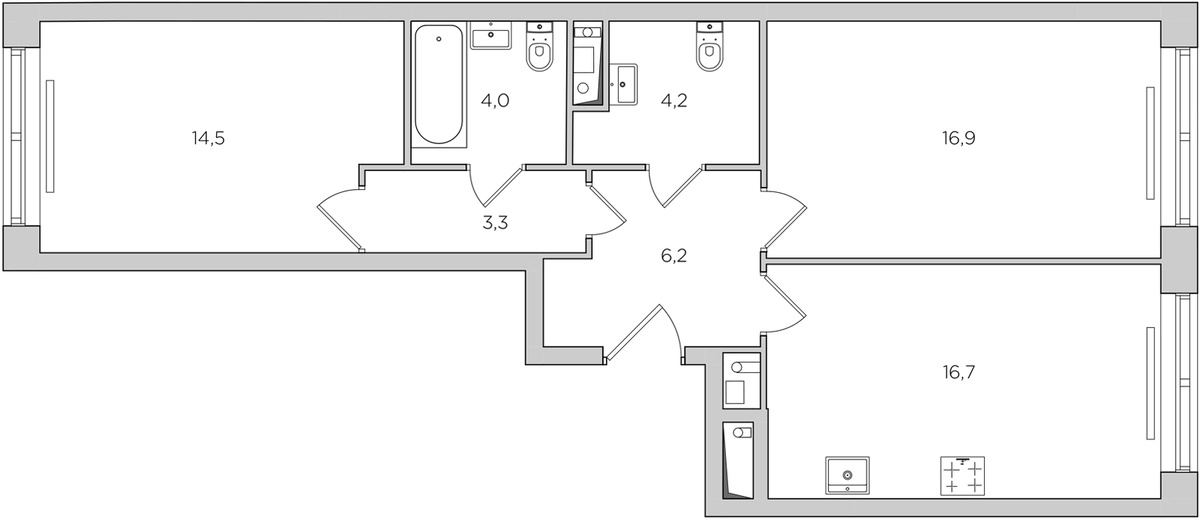 Планировка двухкомнатной квартиры от застройщика ЖК ILove, Москва