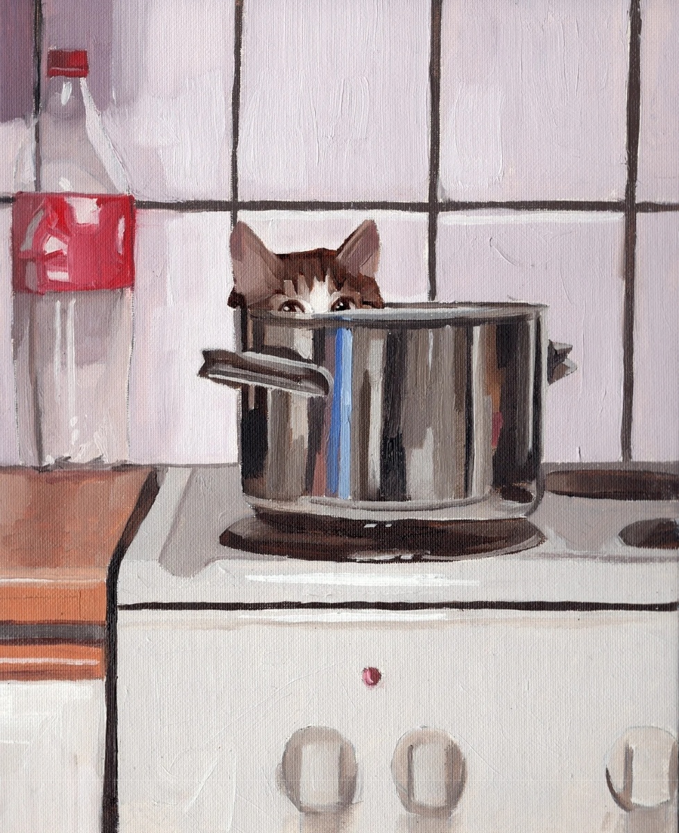 Что на ужин? Масло на панели 24x30 см. 