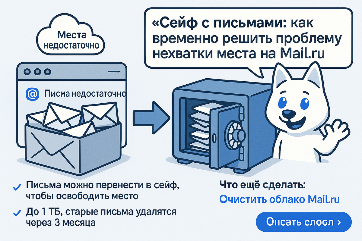 Mail.ru отключена из-за нехватки места — что делать
