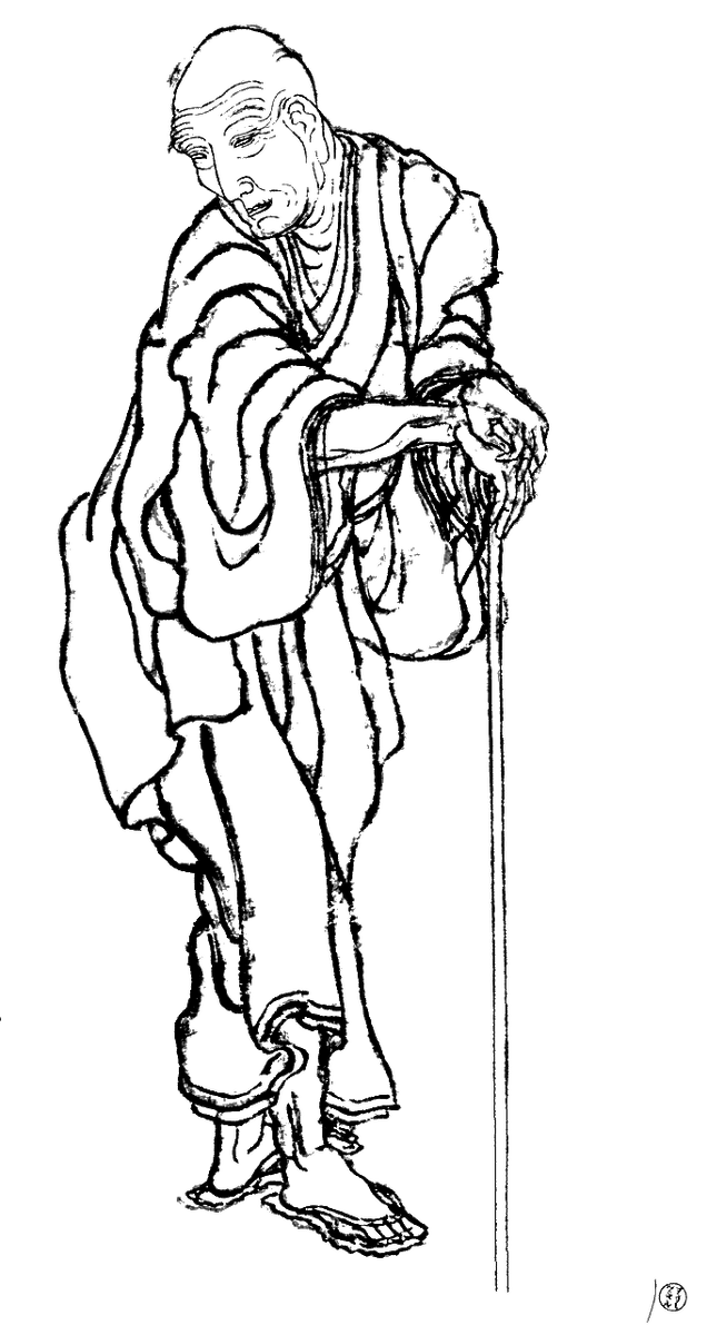 Хокусай. Автопортрет. Год неизвестен, оригинал хранится в парижском Лувре. 