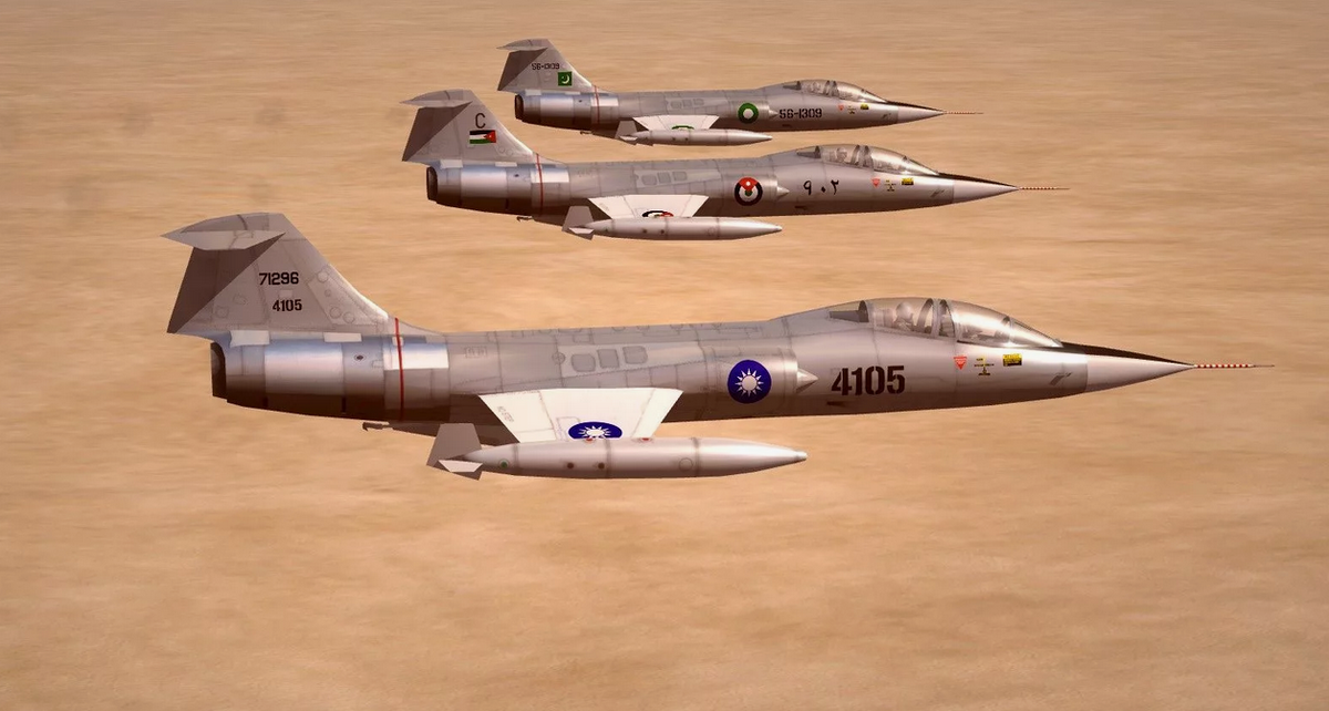 Lockheed F-104 Starfighter ВВС Пакистана, Иордании и Тайваня на учениях на Ближнем Востоке. Истребитель подавал большие надежды, но их не оправдал. Фото ВВС Иордании.