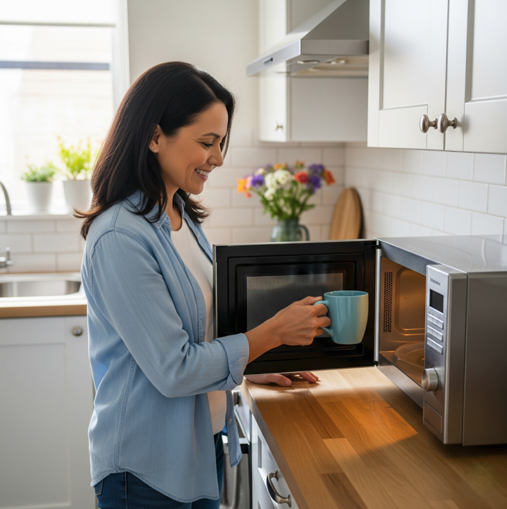 Да, вы можете совершенно спокойно пользоваться современной и исправной микроволновой печью.