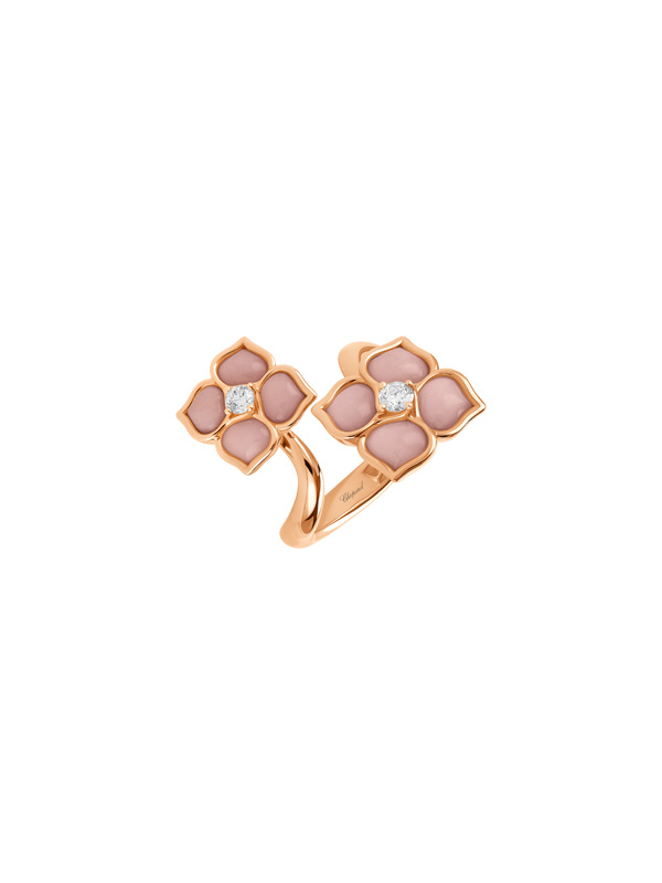 Кольцо Chopard La Fleur Imperiale из розового золота с бриллиантами и розовыми опалами