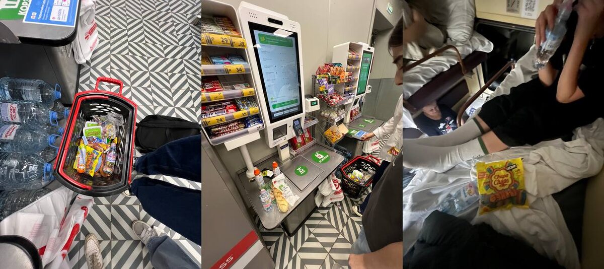 Мы с Варюшей купили еды в Карелию