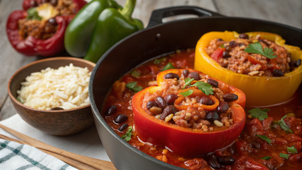 Фаршированный перец с фасолью и рисом