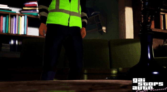 Gif картинка "Главный герой игры GAI Stops Auto: Right Version Simulator"