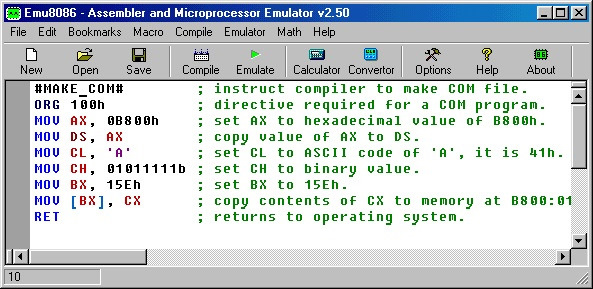 Пример кода на ассемблере