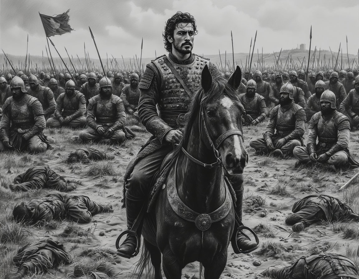 Осман стоит перед тысячами сдавшихся в плен вражеских воинов, предлагая им не месть, а милость и свободный выбор