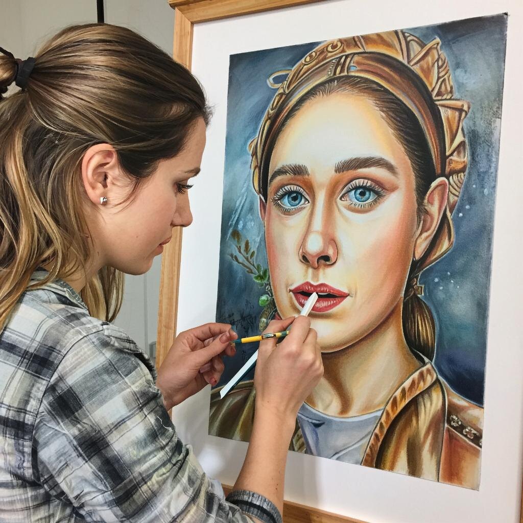 Художник за работой. Иллюстрация сгенерирована нейросетью