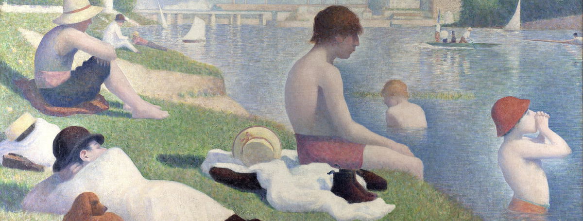 "Купальщики в Аньере". Фрагмент