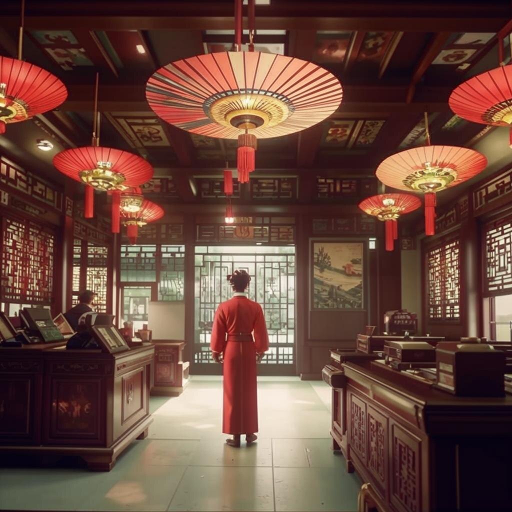 Иностранец (лаовай) входит в китайский салон связи. Шутка от ИИ:)