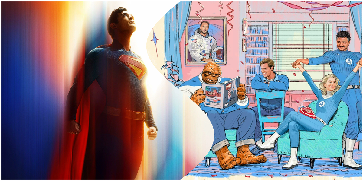 Отрывки постеров фильмов "Супермен" (2025) и "Фантастическая четвёрка: Первые шаги" (2025)