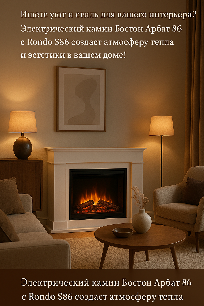    Электрический камин Бостон Арбат 86 как источник уюта и стиля для вашего дома: испытайте магию живого пламени Kamin