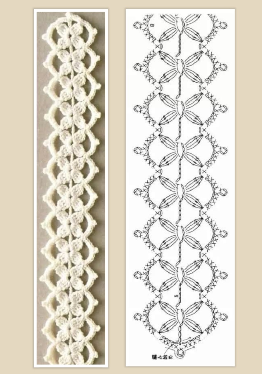 Ремешок крючком. Схема вязания.