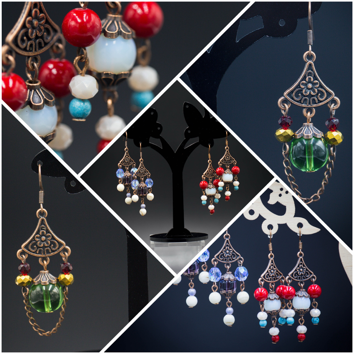 Серьги этнические с подвесками «старинная медь»