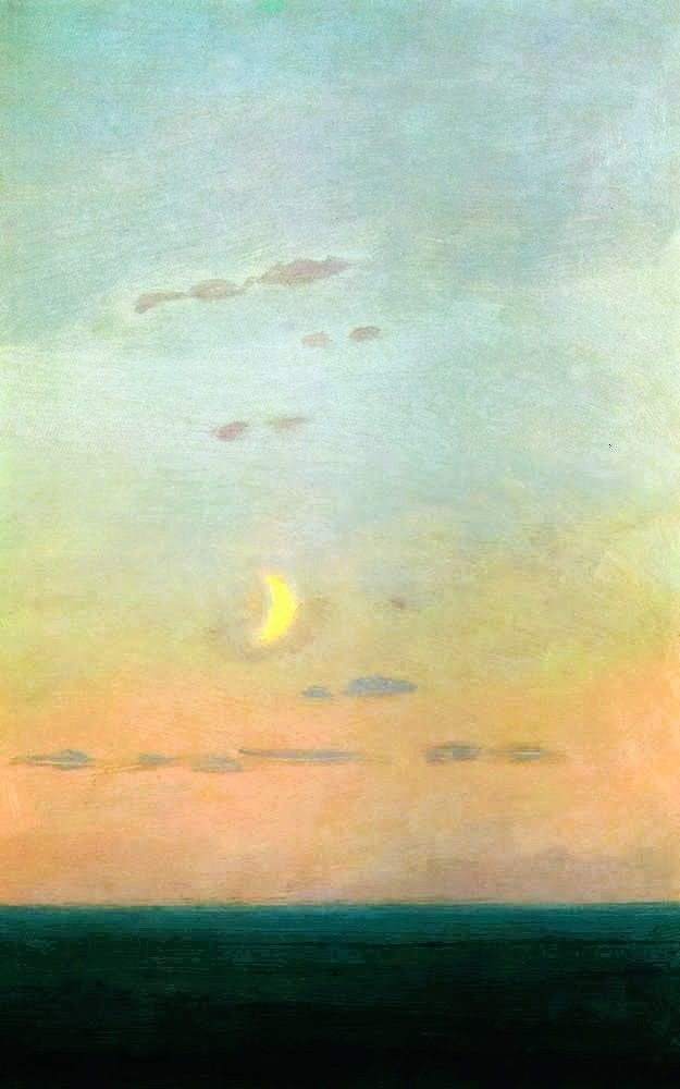 Архип Куинджи "Лунный серп на фоне заката" (1898-1908)