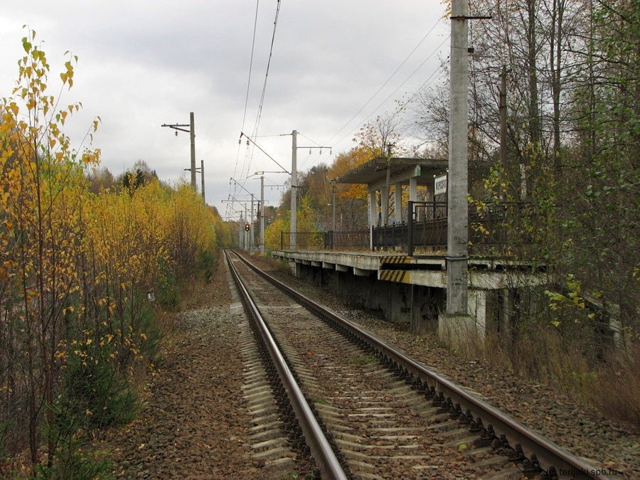 Остановочный пункт Морская, вид в сторону Ольгино. Фото: А.М., 27.10.2010 г.