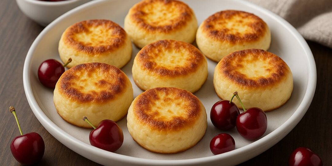 Сырники без сковородки — пышные, запечённые, с вишней внутри