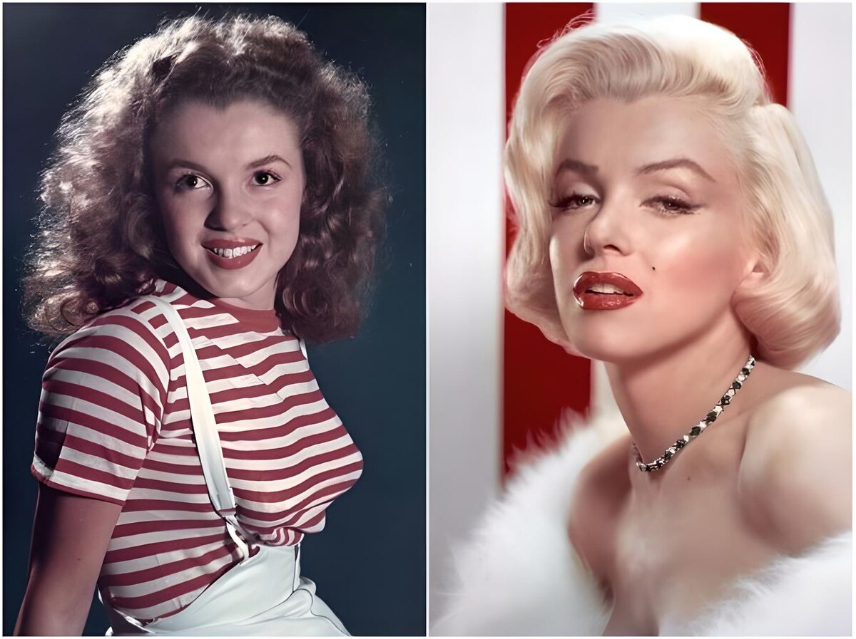 Трансформация: Мэрилин Монро в самом начале карьеры (слева) и на пике славы (справа)