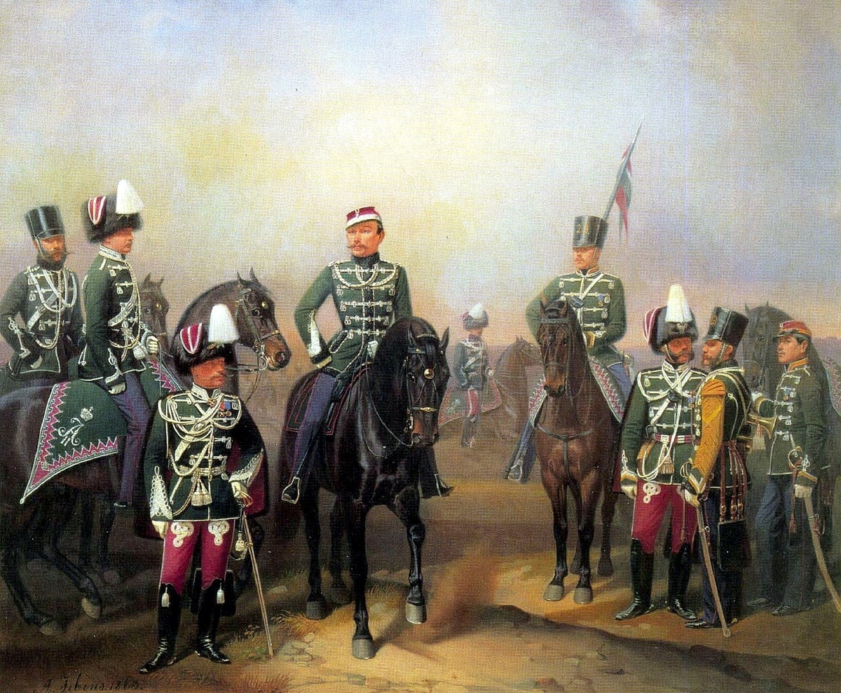 Группа чинов Лейб гвардии Гродненского гусарского полка 1863 г.