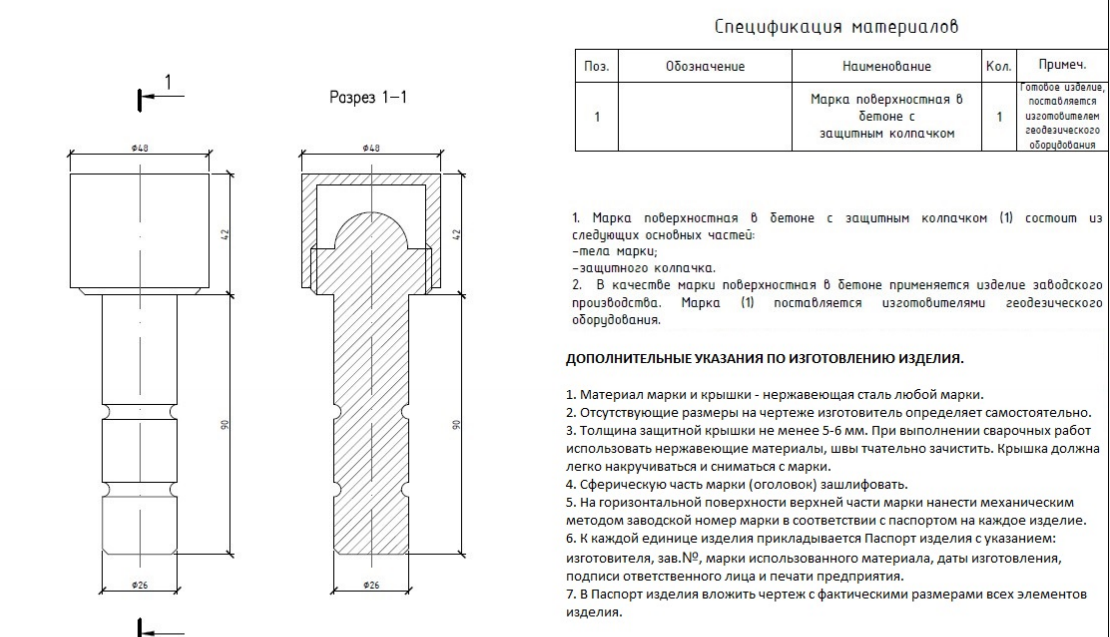 Марка поверхностная в бетоне