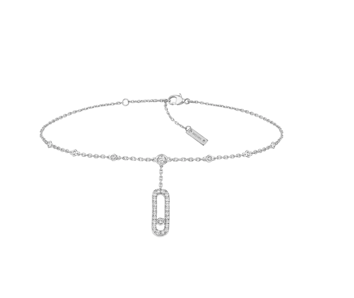 Браслет на ногу Messika Move Uno из белого золота с бриллиантами