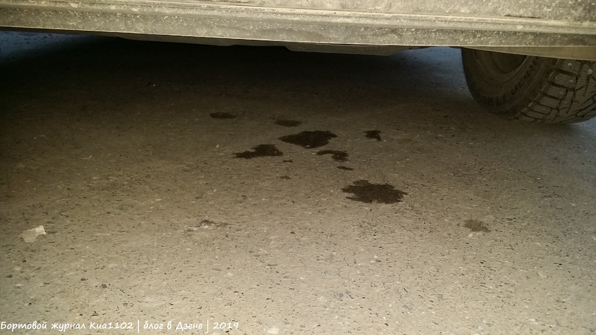 В октябре 2017 года я обнаружил, что мой новый автомобиль стал после ночной стоянки оставлять пятна на асфальте. Автор фотографии kua1102