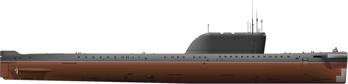Силуэт советской ракетной стратегической подводной лодки "К-19" проекта 658. Источник изображения: сайт ru.wikipedia.org