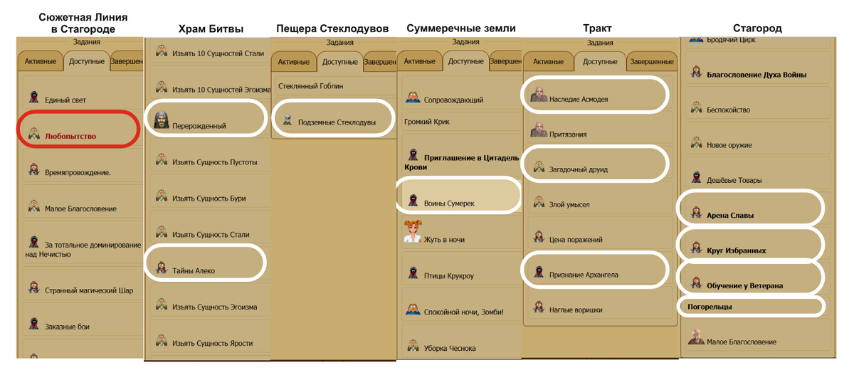 Это не все квесты, а только часть, ориентируйся на красный цвет квеста, на жирный шрифт и кв на статы выше написал