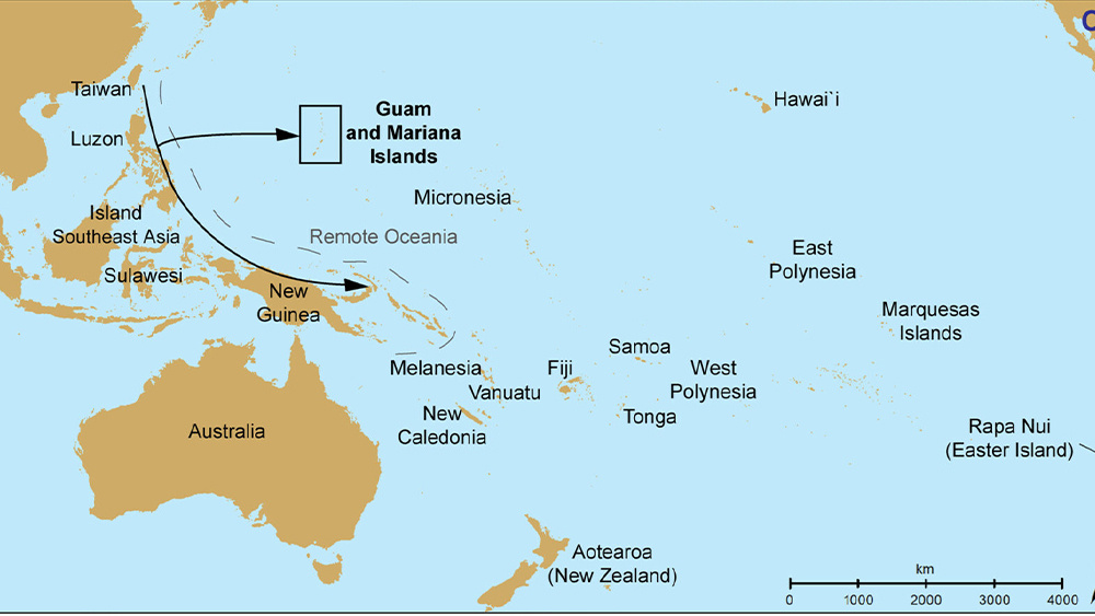     Фото: Mike T. Carson et al. – Science AdvancesОсновные пути миграции австронезийцев из Юго-Восточной Азии в Тихий океан (4000–3500 лет до н. э.), согласно археологическим, лингвистическим данным и результатам анализа ДНК