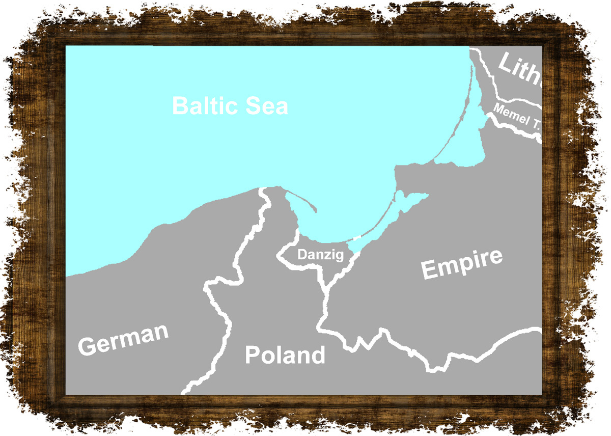 Вольный город Данциг (1919-1939) на карте. Фото в свободном доступе. 