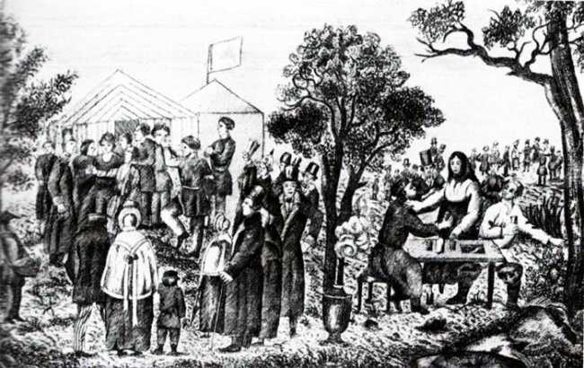 Народное гулянье в Сокольниках 1 мая. Гравюра XIX в. Источник: Википедия.