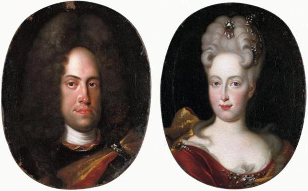  Карл и Елизавета Кристина во время бракосочетания в 1708 году.