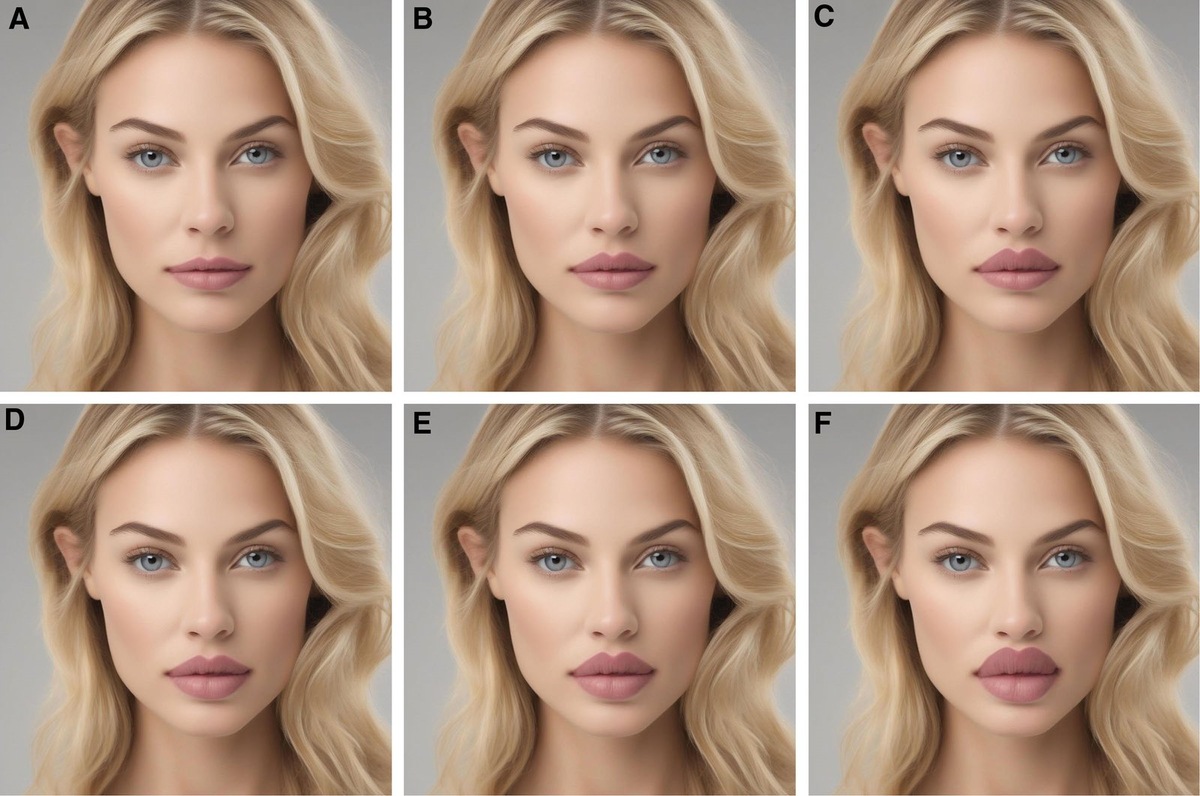    Вторая группа изображений в эксперименте: варьируется и объем губ, и соотношение между верхней и нижней губами