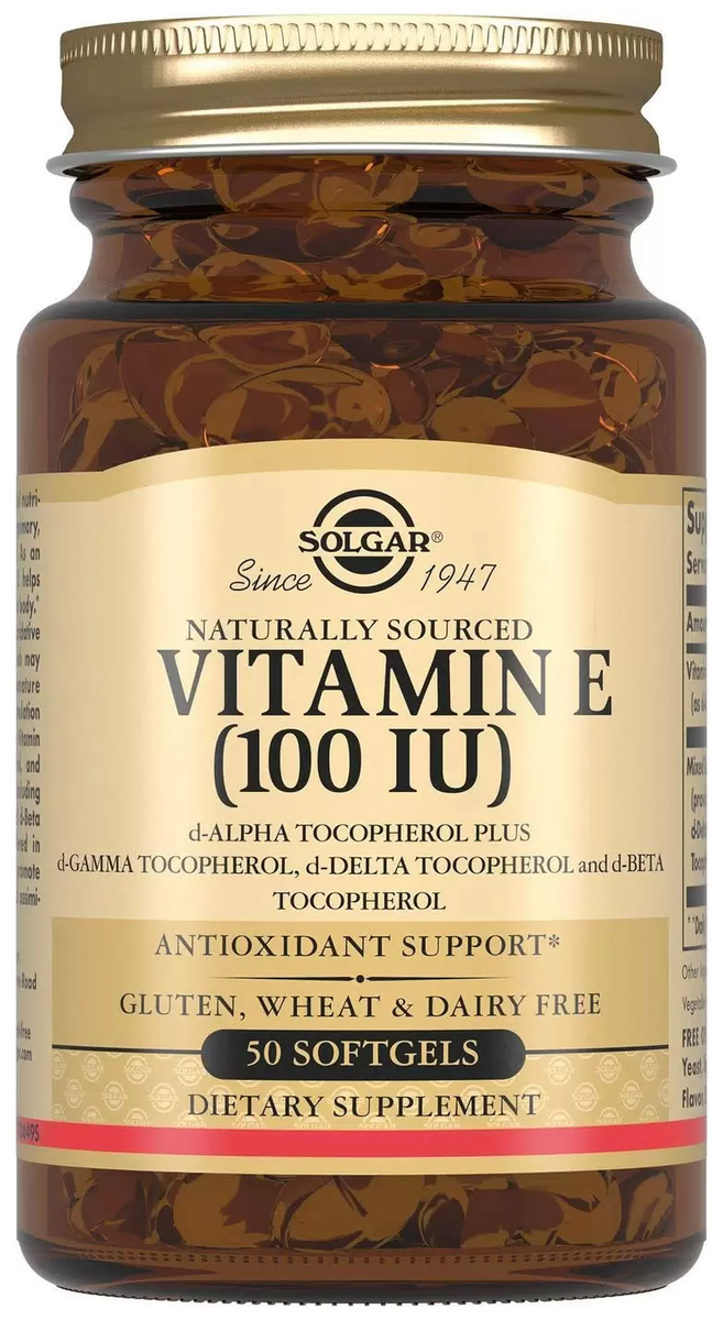 Витамин Е в капсулах (50 шт) в форме D-альфа токоферола от Solgar