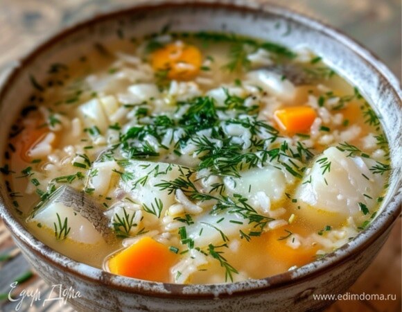 Рыбный суп из консервов с рисом