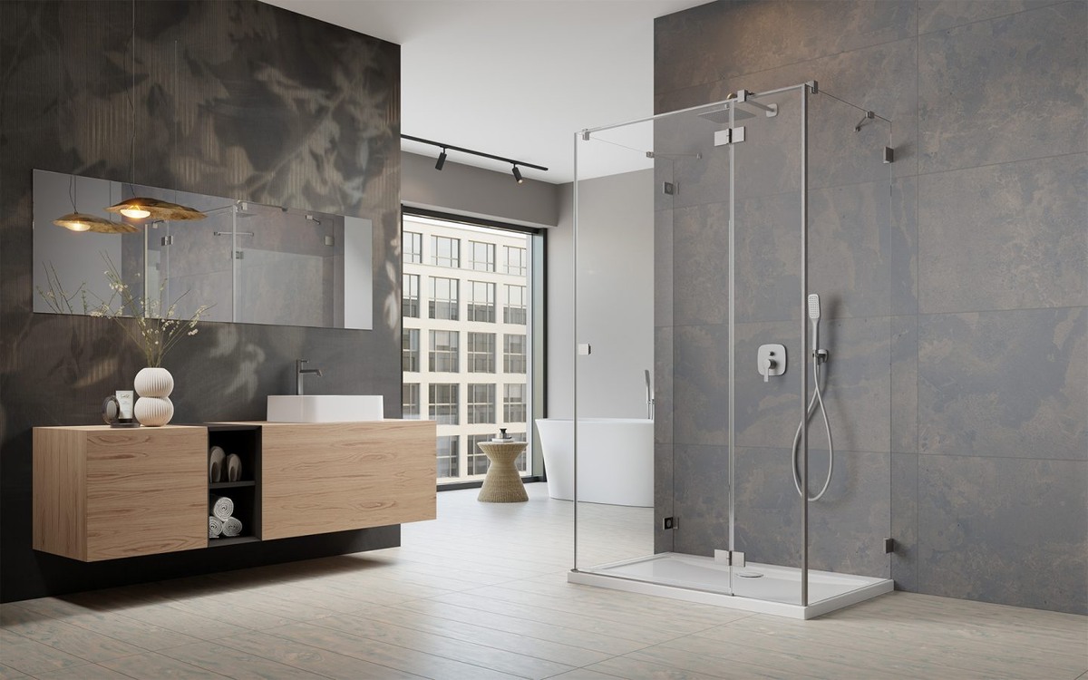 П-образная душевое ограждение - удоброе решение если нет свободного угла для более стандвртного углового варианта.