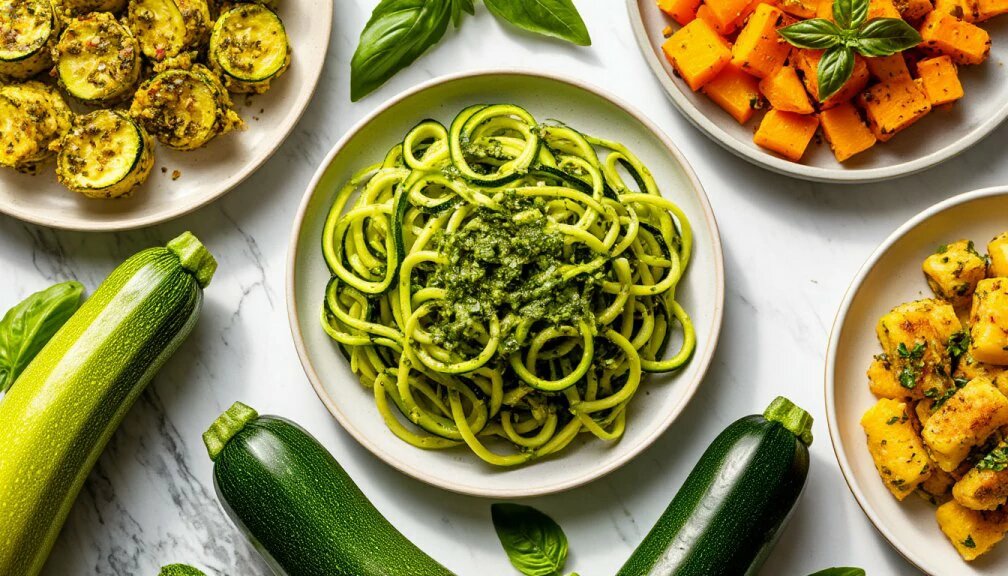 Кабачковая лапша с соусом песто