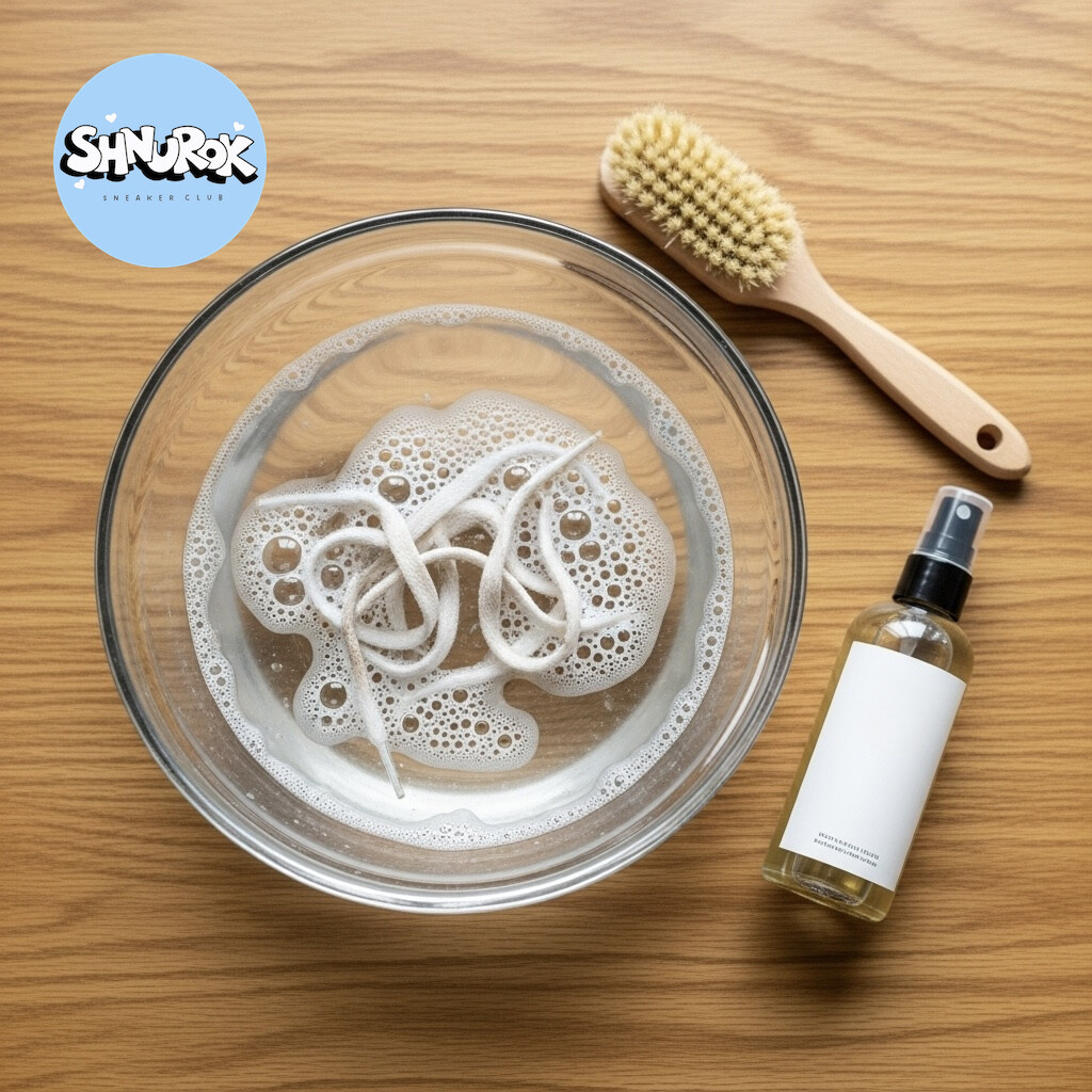 Теплая ванна с мылом вернет шнуркам былую белизну