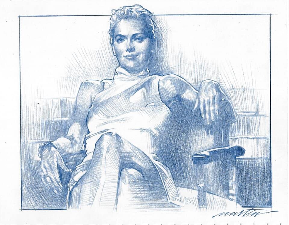 ГРАФИЧЕСКИЙ РИСУНОК ОТ ХУДОЖНИКА ДЖЕЙМСА МАРТИНА / James Martin Studio // АКТРИСА КИНО  ШЭРОН СТОУН В ФИЛЬМЕ " ОСНОВНОЙ ИНСТИНКТ "