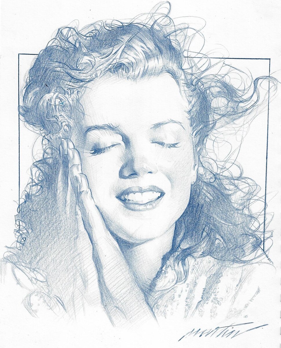 ГРАФИЧЕСКИЙ РИСУНОК ОТ ХУДОЖНИКА ДЖЕЙМСА МАРТИНА / James Martin Studio //  АКТРИСА КИНО МЭРИЛИН МОНРО 