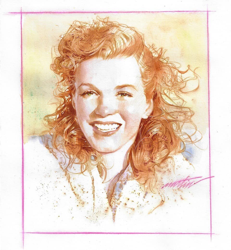 ГРАФИЧЕСКИЙ РИСУНОК ОТ ХУДОЖНИКА ДЖЕЙМСА МАРТИНА / James Martin Studio // АКТРИСА КИНО МЭРИЛИН МОНРО 
