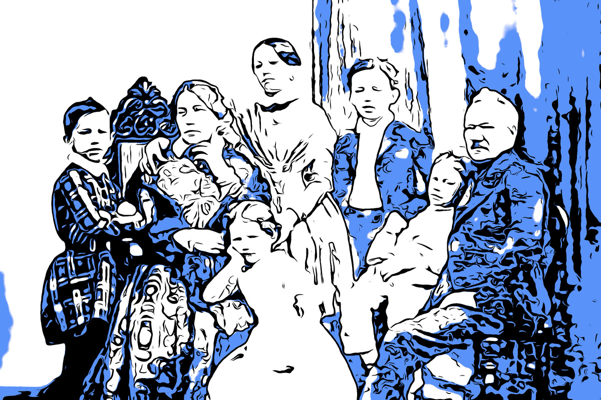 Семья Чайковских. Родители – Александра Андреевна и Илья Петрович, их дети – Александра, Ипполит (сидят), Пётр, Зинаида и Николай (стоят). Санкт-Петербург. 1848 г.