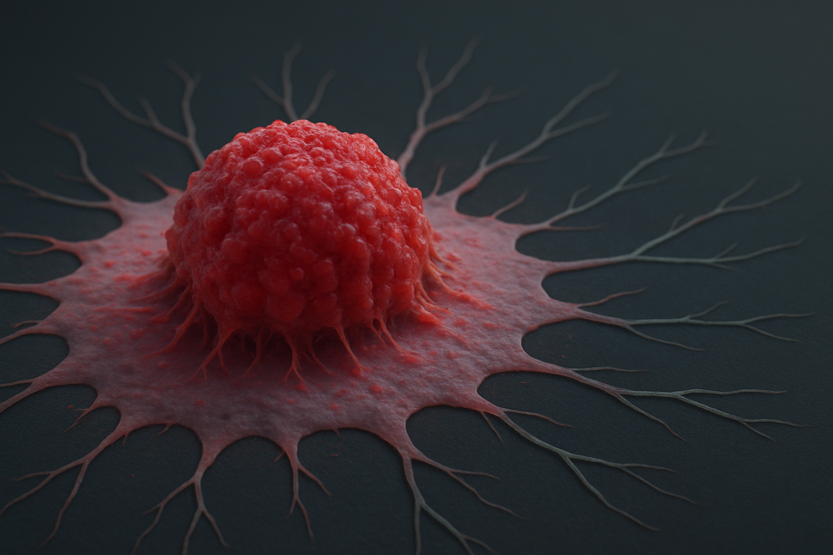 Изображение раковой клетки. Сгенерировано с помощью нейросети. Источник: Пресс-служба РНФ
