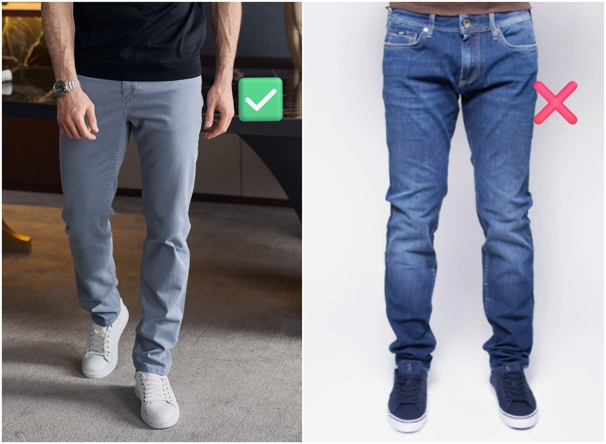 Пример правильной длины мужских джинсов