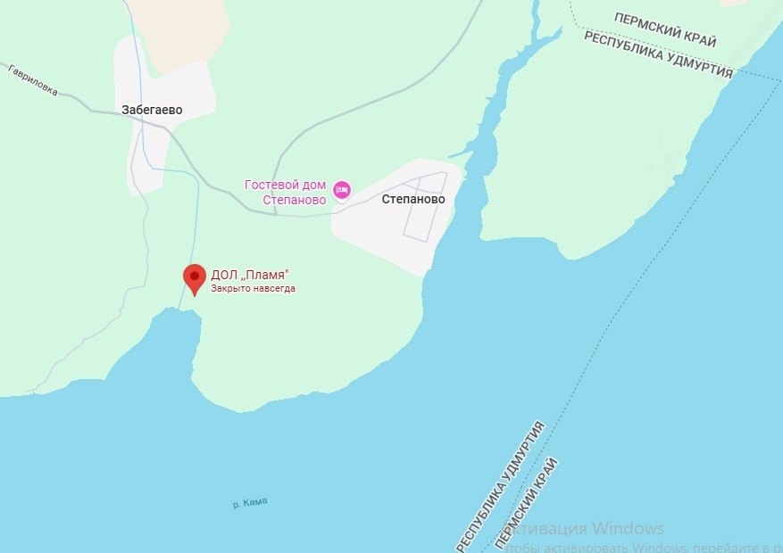 детский лагерь "Пламя" на карте, скриншот