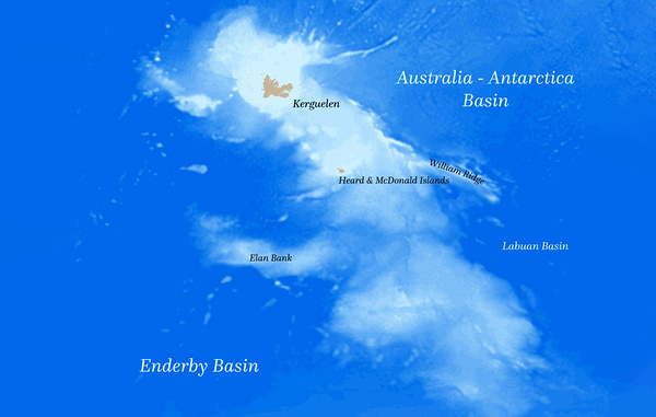    Плато Кергелен  Redgeographics/CC BY-SA 4.0/Wikimedia Commons